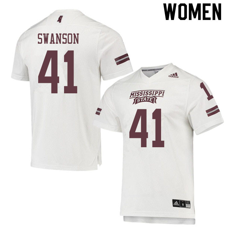 Women #41 Cody Swanson Mississippi State Bulldogs College Football Jerseys Sale-White